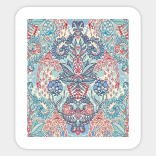 Botanical Geometry - nature pattern in red, blue & cream Sticker